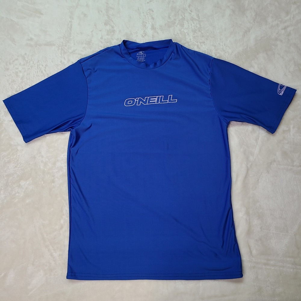 O'Neill Rash Guard Mens Large Blue Short Sleeve UPF 50+ Sun Protection Shirt